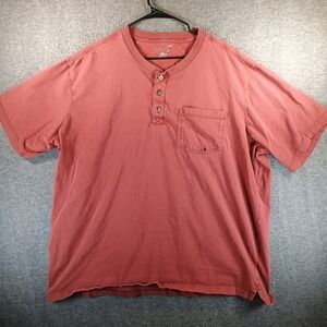 Duluth Trading Company Henley T-Shirt Mens 2XL Relaxed Longtail Short Sleeve Red